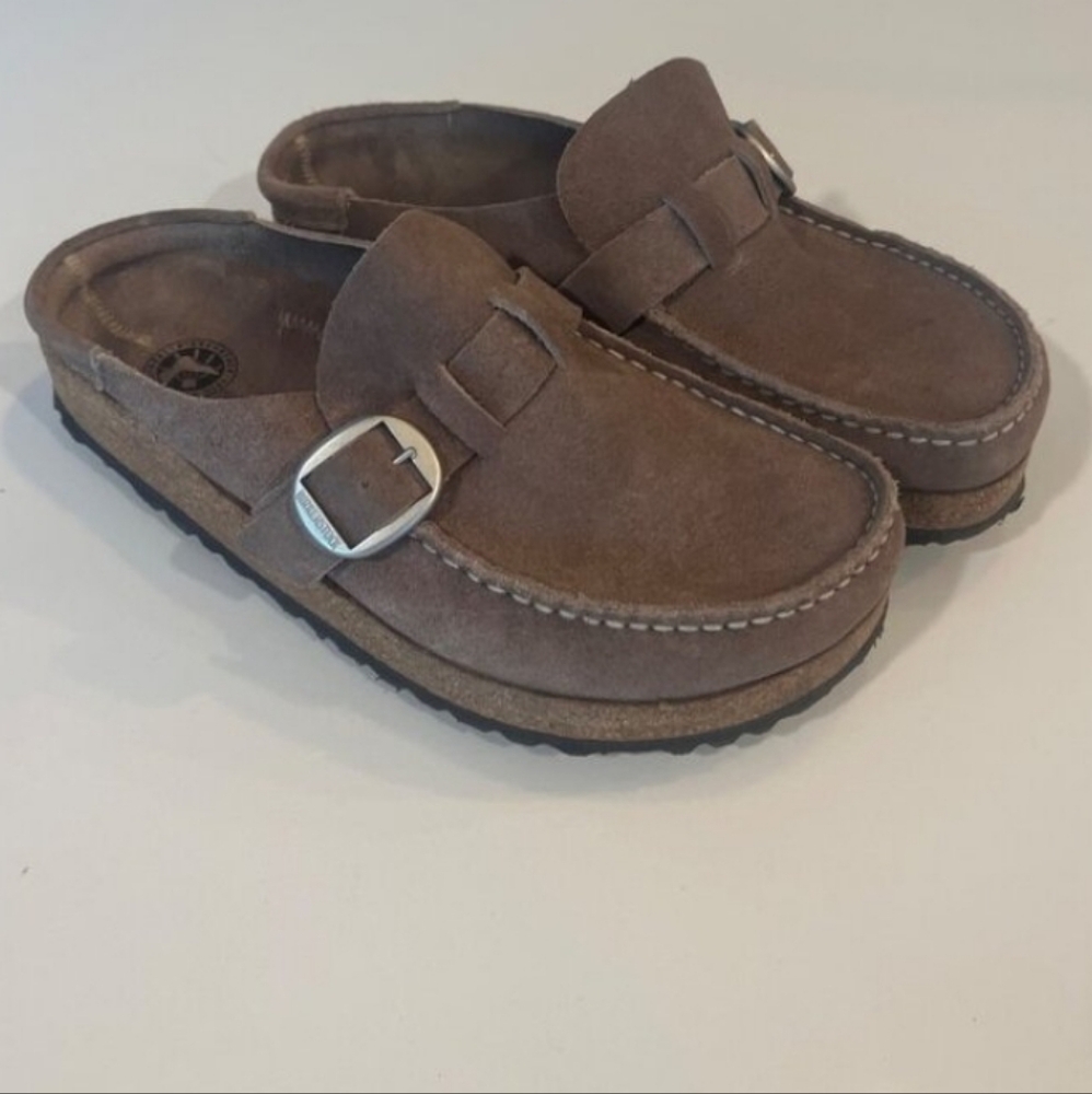 Birkenstock Buckley Suede Leather Slip-On Clogs Brown NWT